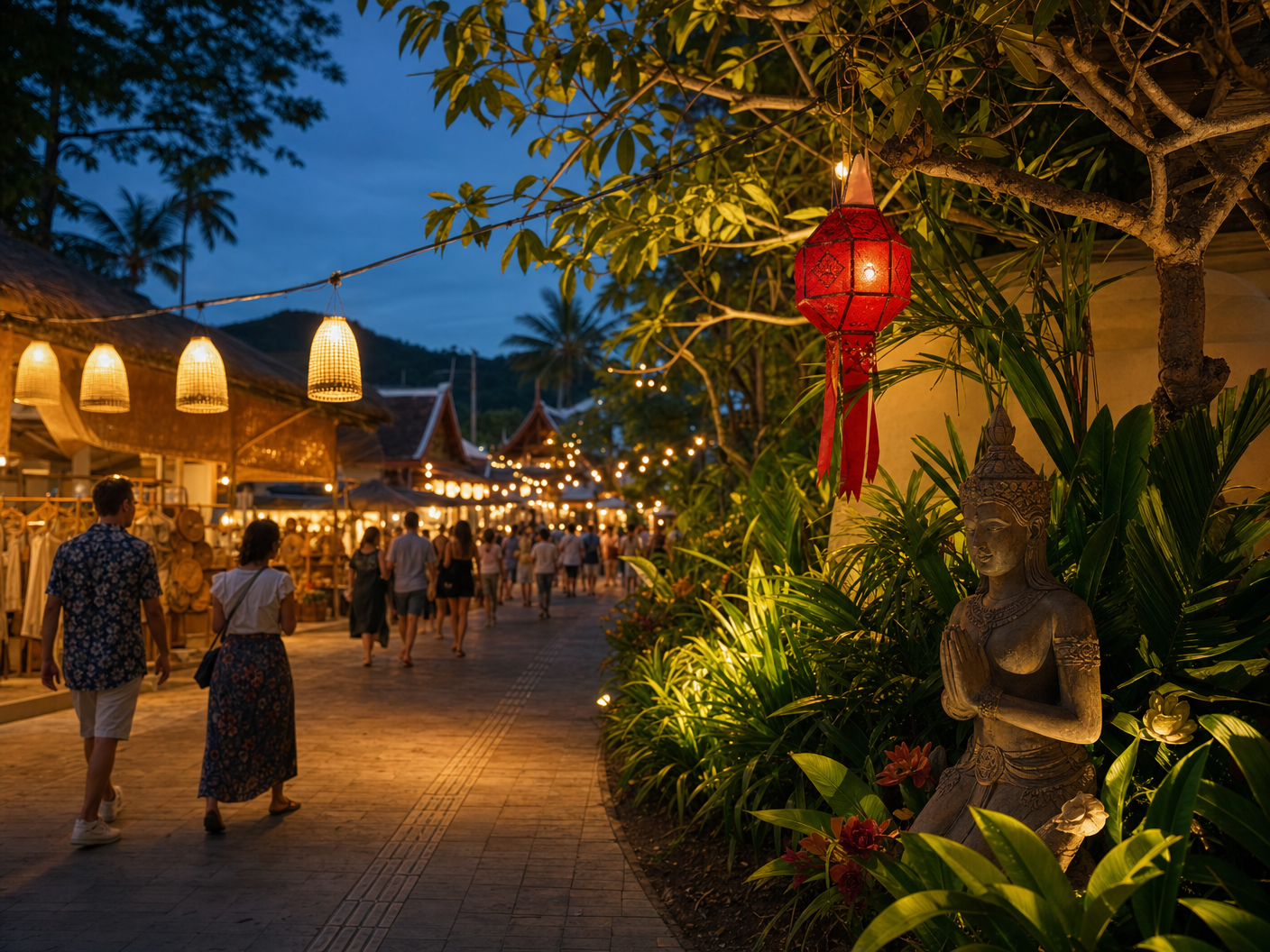 Phuket evening market and event destination for taxi service